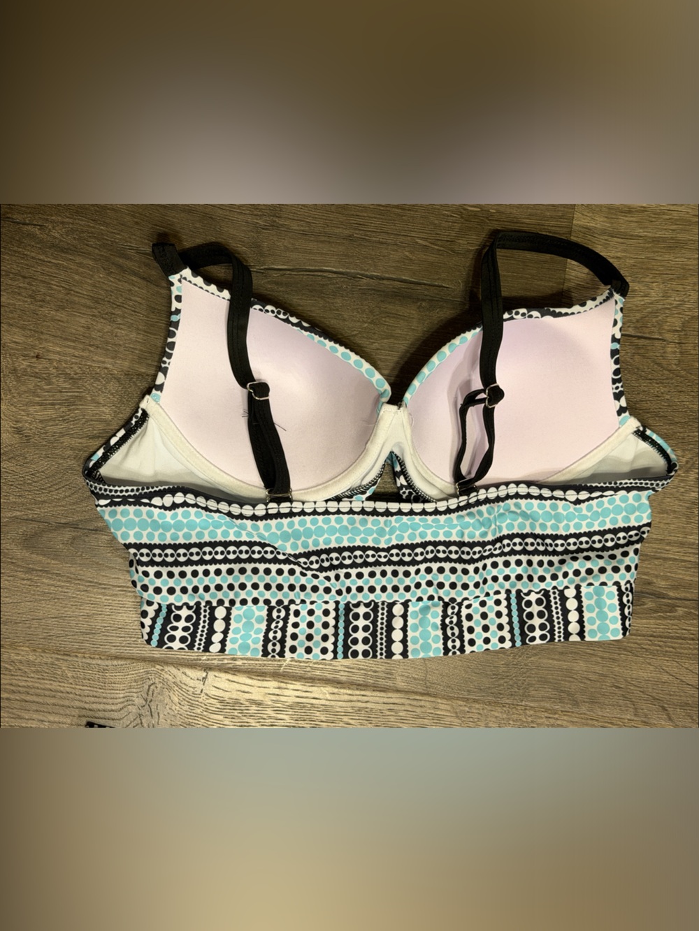 Striped Aqua & Black Two-Piece Swim Set - Picture 3 of 6